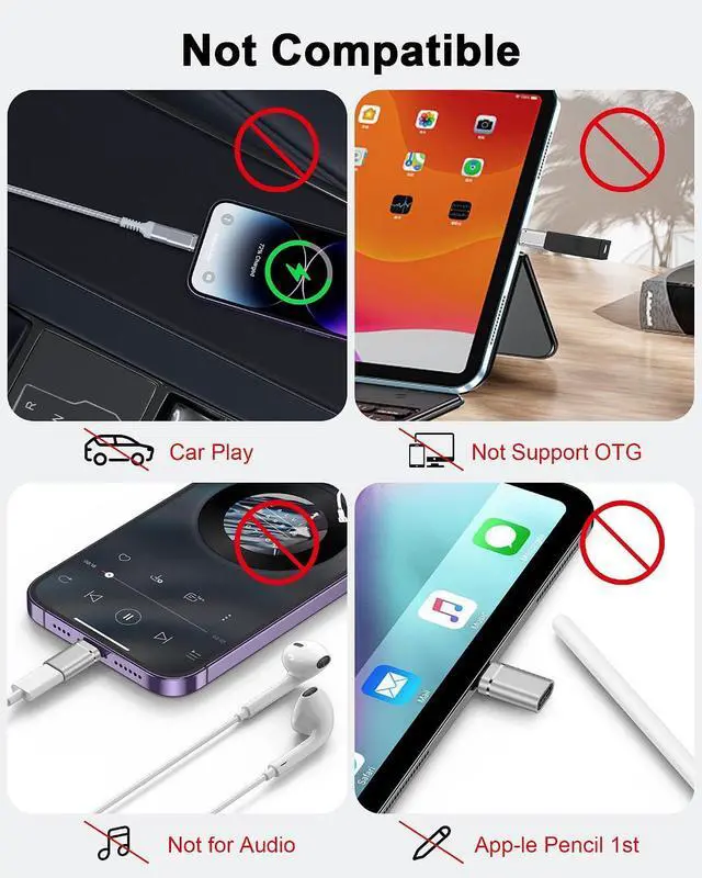 Alt view image 2 of 7 - USB C to Lightning Adapter 4Pack, Type-C Female to iPhone Male Converter | USBC to iPhone Charger Dongle for Apple 14 Pro Max 13 12 11 XS XR 8 Plus, iPad/iPod/AirPods -Charging Only, Not for Audio/OTG