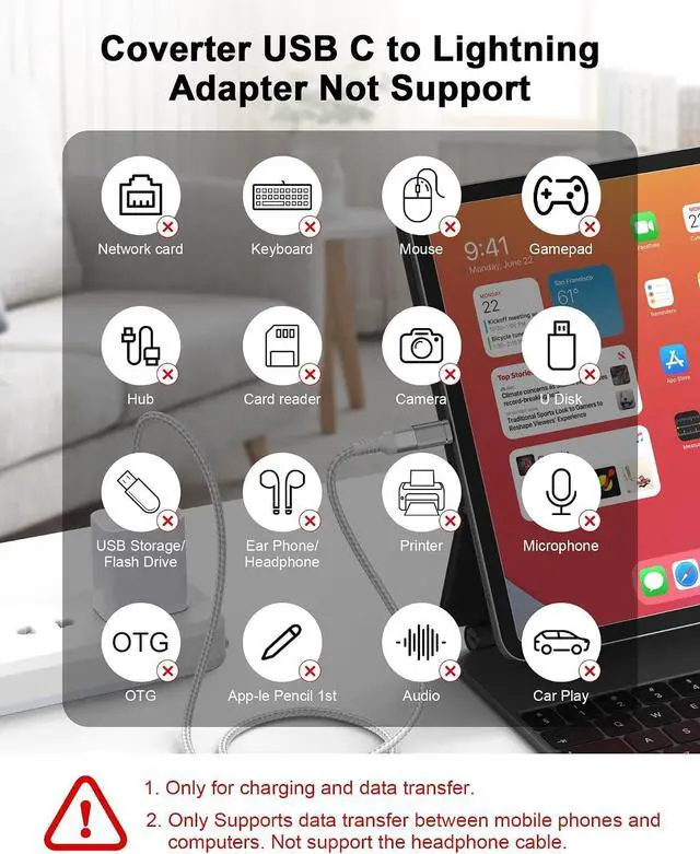 Alt view image 7 of 7 - USB C to Lightning Adapter 4Pack, Type-C Female to iPhone Male Converter | USBC to iPhone Charger Dongle for Apple 14 Pro Max 13 12 11 XS XR 8 Plus, iPad/iPod/AirPods -Charging Only, Not for Audio/OTG