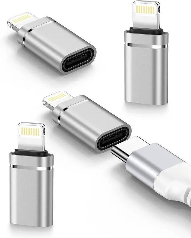Main image of USB C to Lightning Adapter 4Pack, Type-C Female to iPhone Male Converter | USBC to iPhone Charger Dongle for Apple 14 Pro Max 13 12 11 XS XR 8 Plus, iPad/iPod/AirPods -Charging Only, Not for Audio/OTG