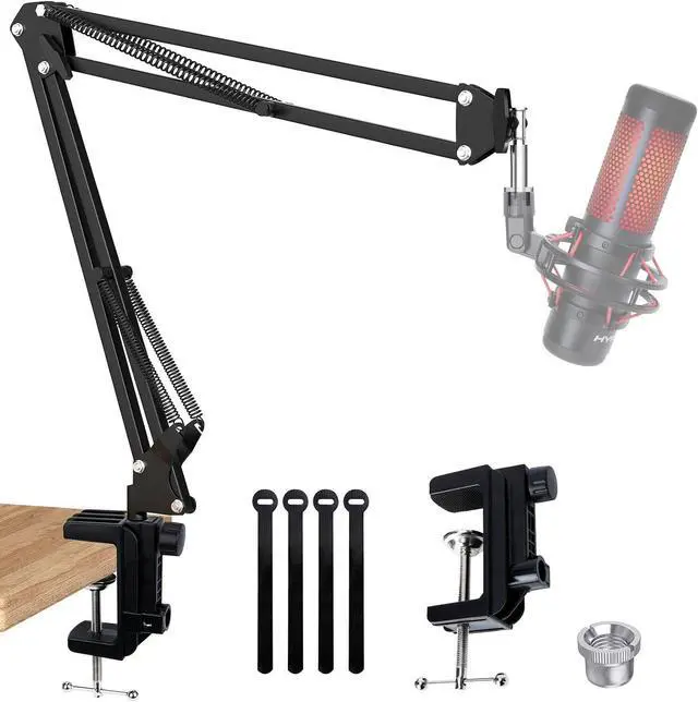 Main image of QuadCast Boom Arm, Mic Arm for Blue Yeti HyperX QuadCast SoloCast Fifine AM8 and Most Microphone, Mic Stand Desk with 3/8" to 5/8" Adapter