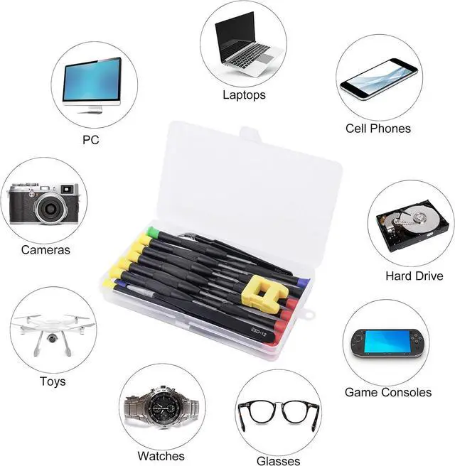 Alt view image 4 of 7 - Ainiv Mini Precision Screwdriver Set, 18PCS Small Magnetic Screwdriver | with Tweezers & Magnetizer Flathead Phillips Pentalobe Torx Star Screwdriver Kit Tool for Repairing Eyeglass Phone Watch