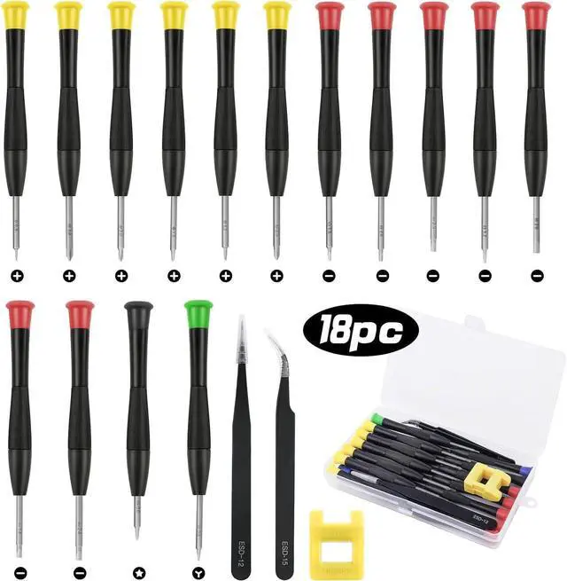 Main image of Ainiv Mini Precision Screwdriver Set, 18PCS Small Magnetic Screwdriver | with Tweezers & Magnetizer Flathead Phillips Pentalobe Torx Star Screwdriver Kit Tool for Repairing Eyeglass Phone Watch