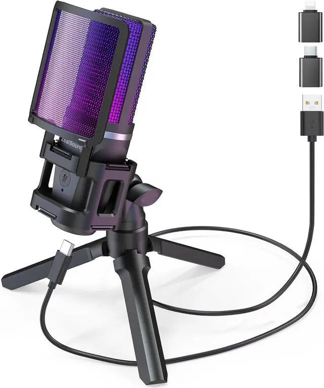 Main image of Gaming USB Microphone for PC Mac iPhone & Android, Podcast Mic with Noise Cancellation, Touch Mute, RGB Light, Volume & Monitor Control, for Streaming Podcasting ASMR TikTok Discord YouTube