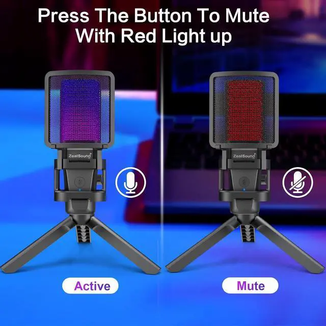Alt view image 7 of 7 - Gaming USB Microphone for PC Mac iPhone & Android, Podcast Mic with Noise Cancellation, Touch Mute, RGB Light, Volume & Monitor Control, for Streaming Podcasting ASMR TikTok Discord YouTube