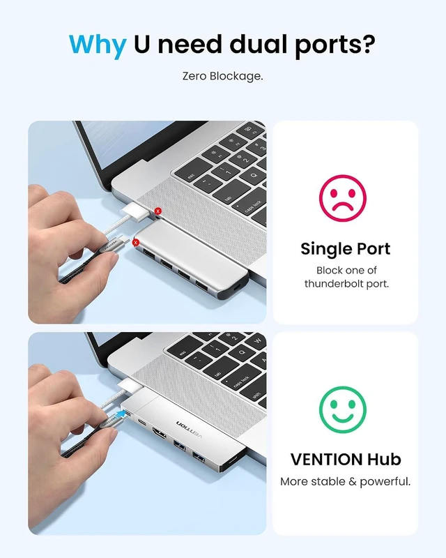 Alt view image 2 of 7 - VENTION 6-in-2 USB C Hub for MacBook Neo/Air/PRO, 80Gbps Detachable Magnetic 8K USB-C Dock with 4K@240Hz HDMI, 140W MAX PD for Laptops/ipad, Charging Multiport Adapter(Silver)
