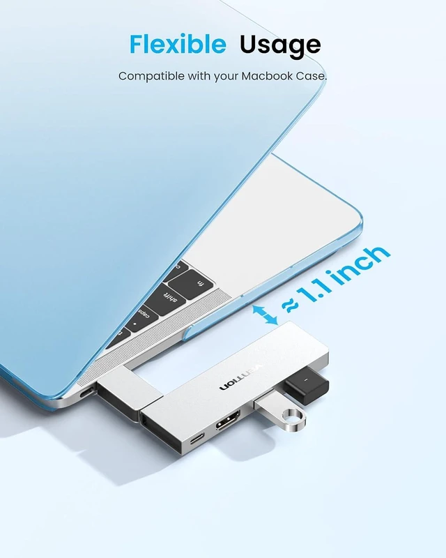 Alt view image 3 of 7 - VENTION 6-in-2 USB C Hub for MacBook Neo/Air/PRO, 80Gbps Detachable Magnetic 8K USB-C Dock with 4K@240Hz HDMI, 140W MAX PD for Laptops/ipad, Charging Multiport Adapter(Silver)