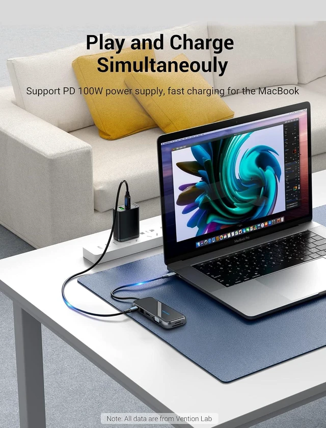 Alt view image 4 of 7 - VENTION USB C Docking Station Dual Monitor - 10 in 1 USB C Hub Multiport Adapter with 4K HDMI VGA 100W PD 4 USB Ports Gigabit Ethernet SD/TF Card Reader for MacBook Pro Air Dell XPS HP