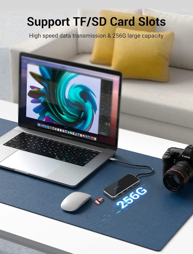 Alt view image 6 of 7 - VENTION USB C Docking Station Dual Monitor - 10 in 1 USB C Hub Multiport Adapter with 4K HDMI VGA 100W PD 4 USB Ports Gigabit Ethernet SD/TF Card Reader for MacBook Pro Air Dell XPS HP