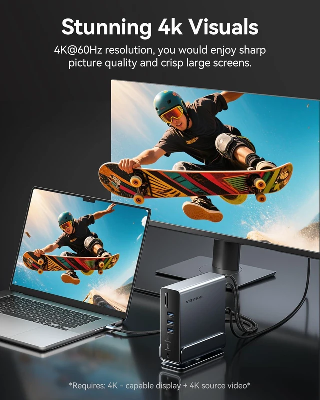 Alt view image 3 of 7 - 15-in-1 Laptop Docking Station Dual Monitor, 360° Roatable Triple Monitor Docking Station with 2 * 4K HDMI and 1*DP, PD 100W Charging for Laptop, 10Gbps USB Port Transfer, RJ45, Audio, SD/TF