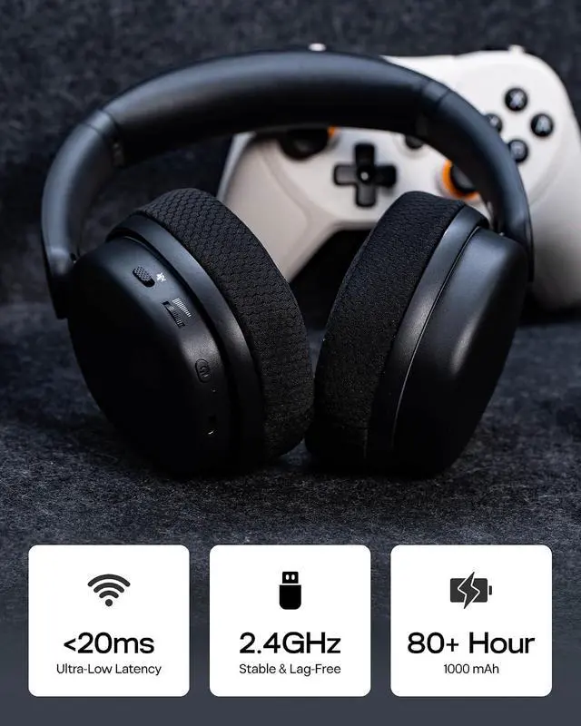 Alt view image 3 of 7 - X Aula G7 Pro Wireless Gaming Headset, Dual Mode BT5.3 & 2.4GHz, 7.1 Surround Sound, 80+ Hour Battery, RGB Light, with Noise Canceling Mic for PS5, PS4, Switch, PC (Black)