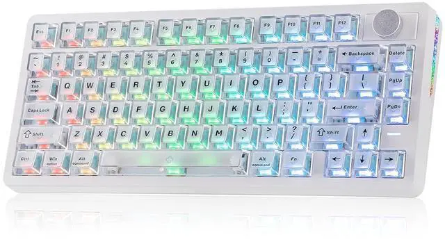 Main image of HE75 V2 Hall Effect Gaming Keyboard, 8K Polling & 0.1ms, 8000mAh & 2.4Ghz/BT, Hot Swap Key & Knob, 0.005mm Adjustable Actuation, Rapid Triggering, Creamy & Thocky (White)