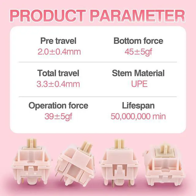 Alt view image 3 of 7 - Silent Mechanical Keyboard Switches Set - 35 Pieces Factory Pre-Lubed, 5-Pin Linear/Tactile Switches for Custom Mechanical Keyboards (Nude Rosa(Linear Silent))