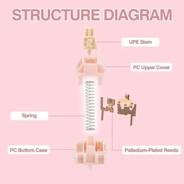 Alt view image 5 of 7 - Nude Rosa 40gf Silent Gaming Keyboard Switches+Roseveil Silent Keyboard Switch for Mechanical Gaming Keyboard