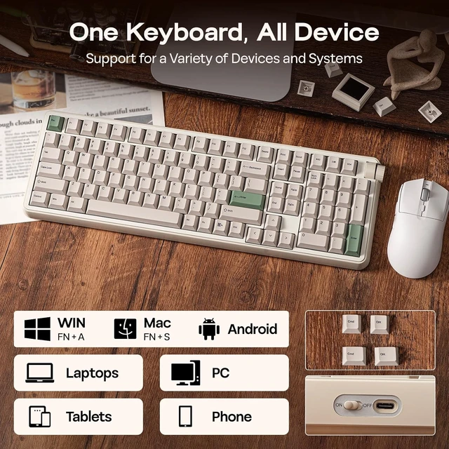 Alt view image 6 of 7 - RT100 PRO Wireless Gaming Keyboard with 1.54" Screen&Knob, RGB