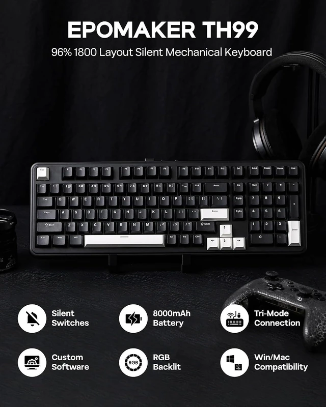 Alt view image 2 of 7 - TH99 Tri-Mode Wireless Mechanical Keyboard with 8000mAh Battery