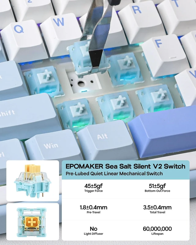 Alt view image 6 of 7 - TH99 Tri-Mode Wireless Mechanical Keyboard with 8000mAh Battery