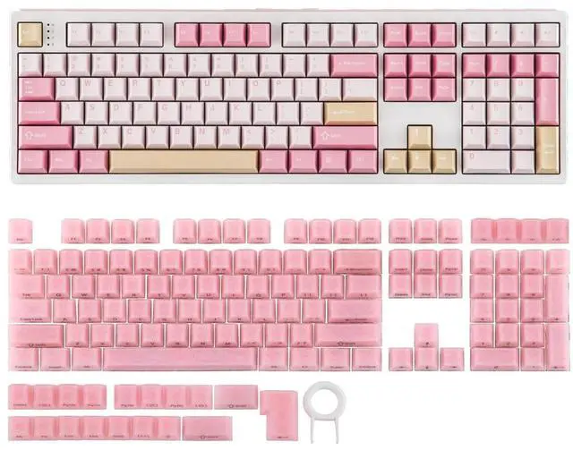 Main image of TH108 Full Size Mechanical Keyboard+Frost Jelly Keycaps Set - 126 Keys Forged Carbon Fiber Keycaps