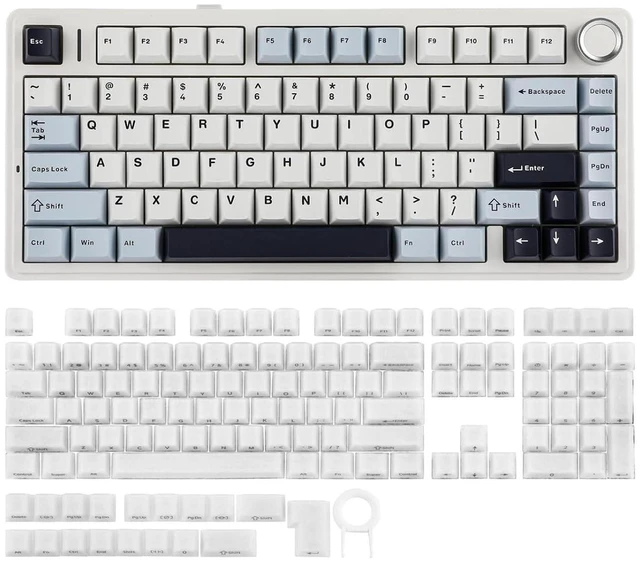 Main image of Aula F75 Gasket Mechanical Keyboard+Frost Jelly Keycaps Set - 126 Keys Forged Carbon Fiber Keycaps