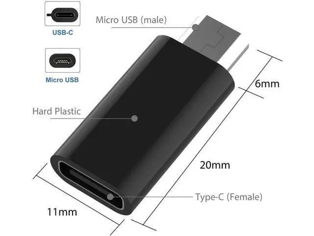 Alt view image 5 of 5 - USB C Female to Micro USB Male Adapter (2-Pack) Micro USB Adaptor Micro USB to USB C Adapter Fast Charger Power Cable Plug Strip Extender for Nexus LG Xbox PS Kindle Samsung Galaxy Devices (Black)