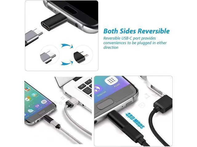 Alt view image 3 of 5 - USB C Female to Micro USB Male Adapter (2-Pack) Micro USB Adaptor Micro USB to USB C Adapter Fast Charger Power Cable Plug Strip Extender for Nexus LG Xbox PS Kindle Samsung Galaxy Devices (Black)