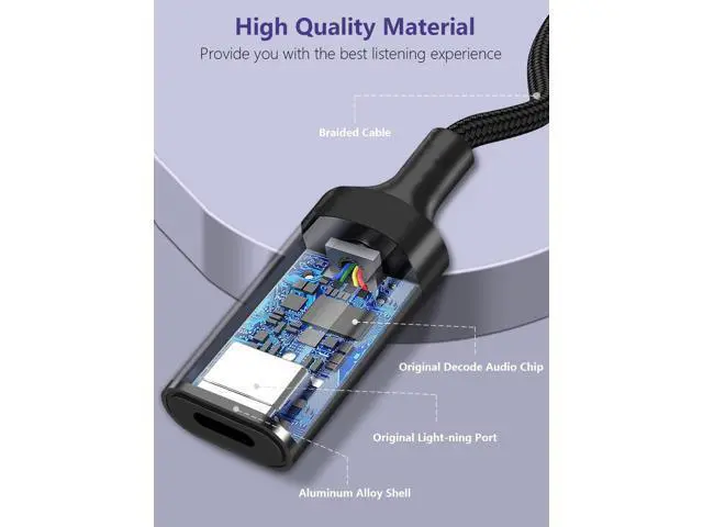 Alt view image 6 of 7 - USB C to Lightning Audio Adapter Cable USB Type C Male to Lightning HiFi Audio Female Headphones Converter Fit with iPhone 15 iPad Pro/Air MacBook Galaxy S23 S22 Pixel 7 6 (Not for Charge&Data)