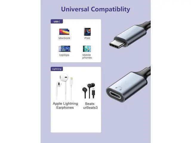 Alt view image 2 of 7 - USB C to Lightning Audio Adapter Cable USB Type C Male to Lightning HiFi Audio Female Headphones Converter Fit with iPhone 15 iPad Pro/Air MacBook Galaxy S23 S22 Pixel 7 6 (Not for Charge&Data)