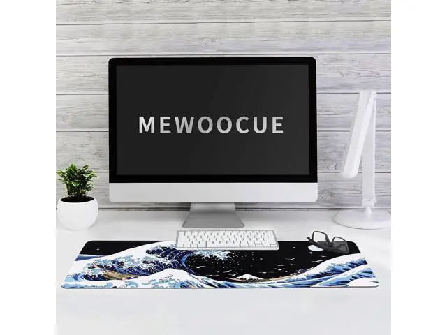 Alt view image 7 of 7 - Gaming Laptop Mouse Pad Sea Wave Big Mice Pads PC Keyboard Waterproof and Non-Slip 31.5 x 11.8inches 3mm Thick XL XXL Rubber Table Mat Kanagawa Surfing and Black Japanese Mouse Pads