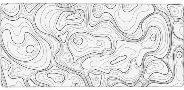 Main image of Large Gaming Mouse Pad White Topographic Contour Mouse Pad with Stitched Edges & Nonslip Rubber Base Extended XXL Long Mousepad Big Desk Mat for Company Office Work 35.4 x 15.7 in