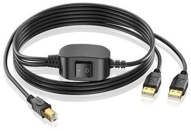 Main image of Printer Splitter Cable - 1 in 2 Out Printer Share USB Y Cable Gold Plated USB B Male to Two USB A Male Connector Cable for Two Computers Share One Printer Scanner Fax Machine (Male to Dual Male)