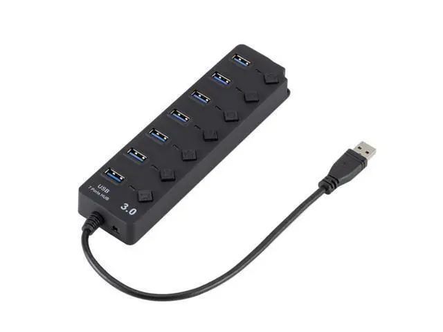 Alt view image 2 of 2 - USB 3.0 Hub USB Hub 3.0 Multi USB Splitter 3 Hab Use Power Adapter7 Port Multiple Expander 2.0 USB3 Hub with Switch for PC