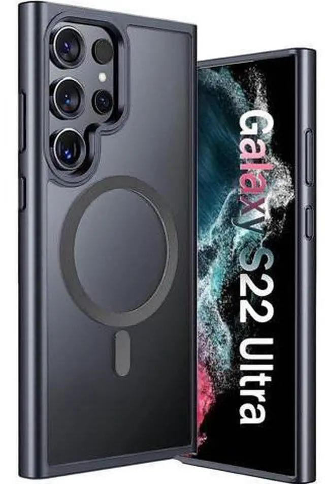 Main image of for Samsung Galaxy S22 Ultra Mag-safe Case,Slim Shockproof Protective Cover with Magnetic,Frosted Hard Back Soft Silicone TPU Bumper Phone Case Compatible Galaxy S22 Ultra 6.8inch,Matte Black