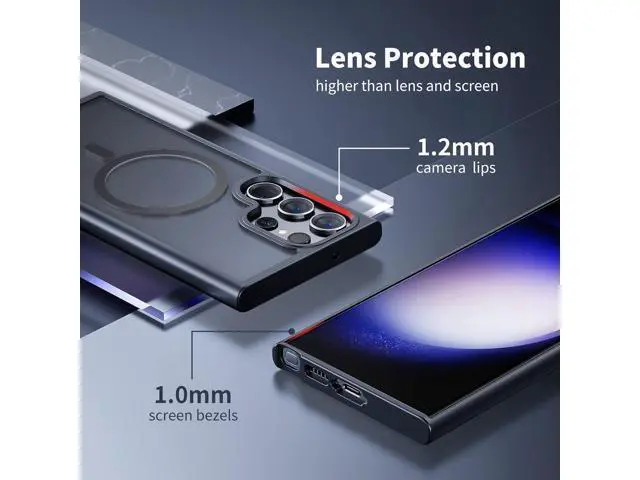Alt view image 2 of 6 - for Samsung Galaxy S22 Ultra Mag-safe Case,Slim Shockproof Protective Cover with Magnetic,Frosted Hard Back Soft Silicone TPU Bumper Phone Case Compatible Galaxy S22 Ultra 6.8inch,Matte Black