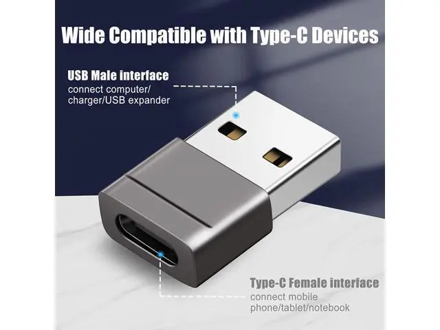 Alt view image 3 of 6 - - Pack of 2 USB C to USB Adapter - Travel Essentials USB C Female to USB Male Adapter Cable Converter - 2.0 Amps High Speed Data Transfer - Compatible with iPhone iPad Google Pixel Samsung