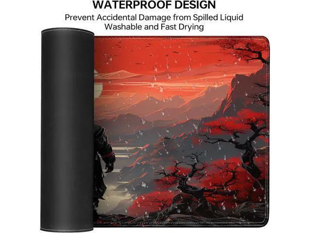 Alt view image 3 of 7 - Japanese Samurai Gaming Mouse Pad Anime Mouse Pad Gaming 31.5 x 15.7 in Mouse Mat Desk Pad Large Desk Mat Extended Keyboard Pad Mousepad with Non-Slip Base and Stitched Edge for Office Home Gaming