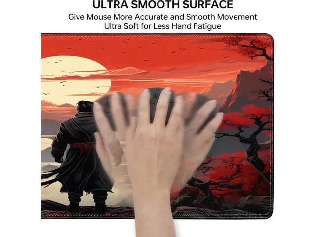 Alt view image 4 of 7 - Japanese Samurai Gaming Mouse Pad Anime Mouse Pad Gaming 31.5 x 15.7 in Mouse Mat Desk Pad Large Desk Mat Extended Keyboard Pad Mousepad with Non-Slip Base and Stitched Edge for Office Home Gaming