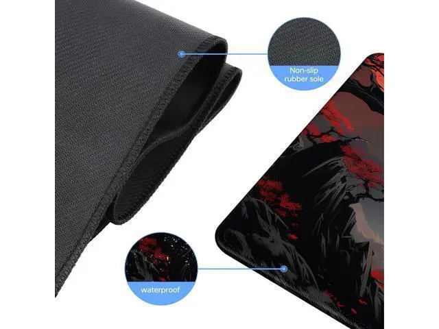 Alt view image 5 of 7 - Japanese Samurai Gaming Mouse Pad Anime Mouse Pad Gaming 31.5 x 15.7 in Mouse Mat Desk Pad Large Desk Mat Extended Keyboard Pad Mousepad with Non-Slip Base and Stitched Edge for Office Home Gaming