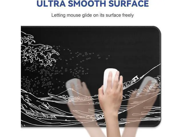 Alt view image 7 of 7 - Mouse Pad Gaming Japanese Sea Wave Mouse Pad 31.5 x 11.8in Waterproof Gaming Keyboard Pad with Anti-Slip Rubber Base and Stitched Edges Extended XL Mouse Mat