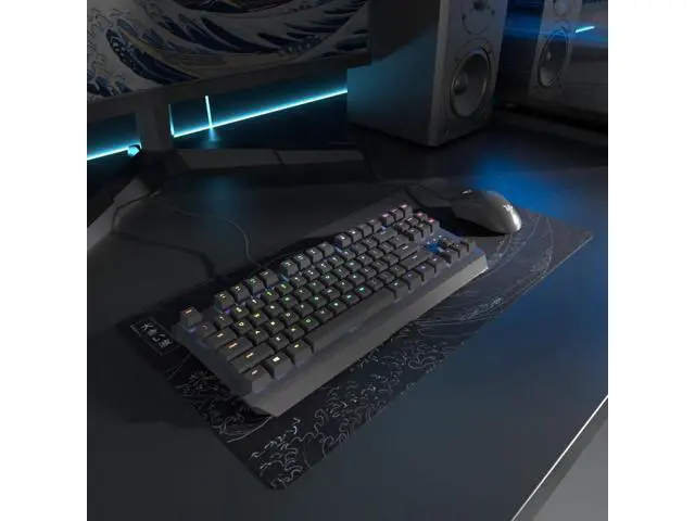 Alt view image 2 of 7 - Large Japanese Sea Wave Mouse Pad Black Anime Desk Mat Extended Non-Slip Keyboard Mouse Pad Kanagawa Office Desk Pad 23.6 x 11.8 Gaming Mouse Pad Desktop Protector for Office and Home