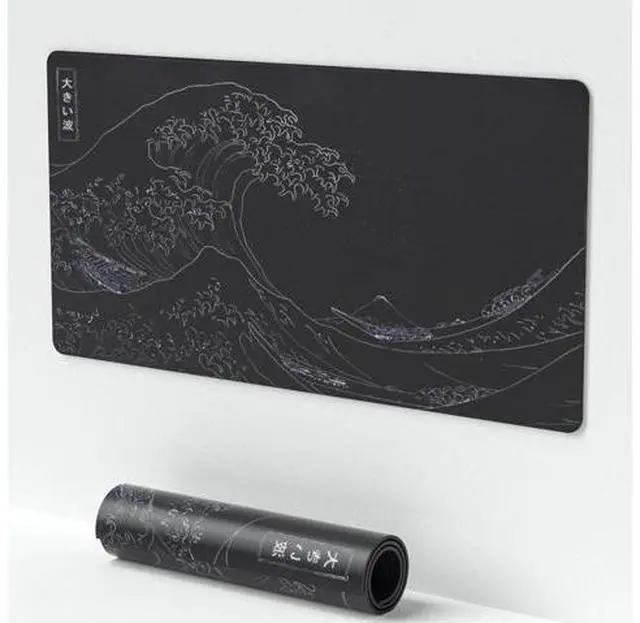 Main image of Large Japanese Sea Wave Mouse Pad Black Anime Desk Mat Extended Non-Slip Keyboard Mouse Pad Kanagawa Office Desk Pad 23.6 x 11.8 Gaming Mouse Pad Desktop Protector for Office and Home