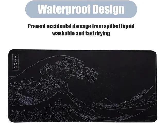 Alt view image 5 of 7 - Large Japanese Sea Wave Mouse Pad Black Anime Desk Mat Extended Non-Slip Keyboard Mouse Pad Kanagawa Office Desk Pad 23.6 x 11.8 Gaming Mouse Pad Desktop Protector for Office and Home
