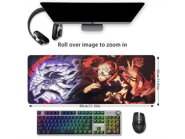 Alt view image 2 of 7 - Large Mouse Pad for Non Slip Rubber Base Gaming Anime Mouse Pad for Computer Stitched Edges Ultra Thick 3 mm Wide & Long Mousepad 31.5 x 11.8 x 0.12 (Jujutsu Kaisen-2)