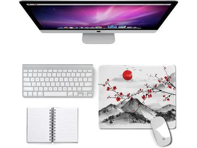 Alt view image 2 of 7 - Watercolor Cherry Blossom Mouse Pad Gaming Mousepad Large Japanese Sakura Mouse Mat with Stitched Edge Small Desk Pad for Wireless Mouse 10.28.30.12 Inch Non-Slip Rubber Base Office Gaming Working