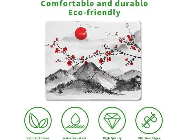 Alt view image 4 of 7 - Watercolor Cherry Blossom Mouse Pad Gaming Mousepad Large Japanese Sakura Mouse Mat with Stitched Edge Small Desk Pad for Wireless Mouse 10.28.30.12 Inch Non-Slip Rubber Base Office Gaming Working