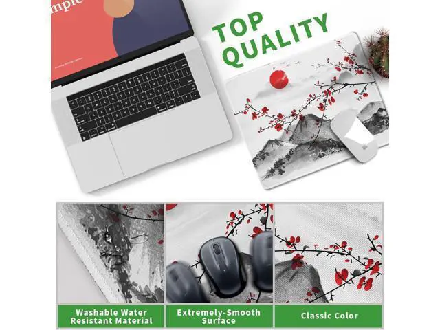 Alt view image 5 of 7 - Watercolor Cherry Blossom Mouse Pad Gaming Mousepad Large Japanese Sakura Mouse Mat with Stitched Edge Small Desk Pad for Wireless Mouse 10.28.30.12 Inch Non-Slip Rubber Base Office Gaming Working