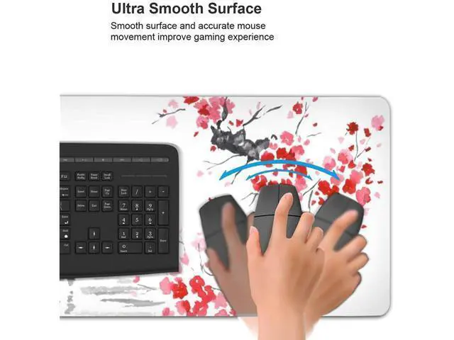 Alt view image 5 of 6 - Black and White Japanese Sumi-E Painting Cherry Blossom Temple Art Gaming Mouse Pad XL Extended Large Mouse Mat Desk Pad Stitched Edges Mousepad Long Non-Slip Rubber Base Mice Pad 31.5 X 11.8 Inch
