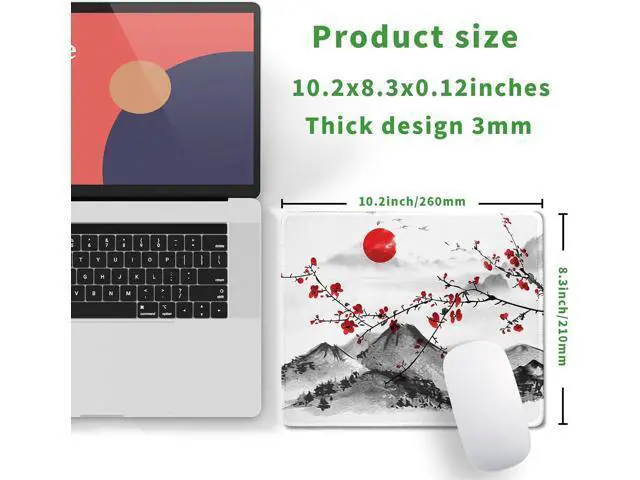 Alt view image 3 of 7 - Watercolor Cherry Blossom Mouse Pad Gaming Mousepad Large Japanese Sakura Mouse Mat with Stitched Edge Small Desk Pad for Wireless Mouse 10.28.30.12 Inch Non-Slip Rubber Base Office Gaming Working