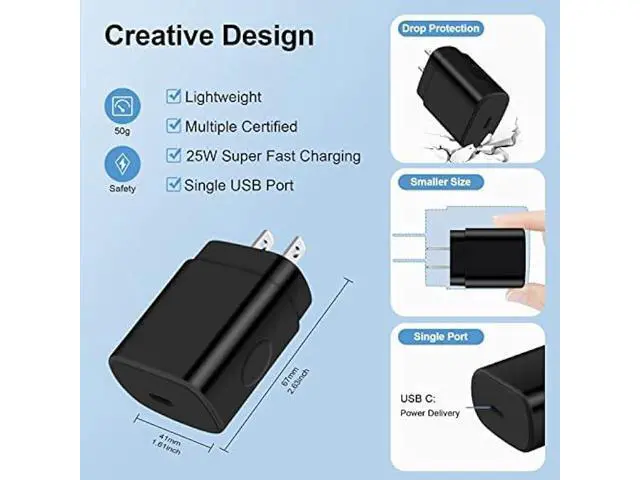 Alt view image 5 of 7 - 25W Super Fast Samsung A54 Type C Charger USB C Charging Block for Samsung Galaxy A53 A14 A13 5G S23 Ultra S22 S21 FE S20 A03S Z Flip 5 Fold 5,Wall Charger Plug Box+6FT C Andriod Phone Charger Cable