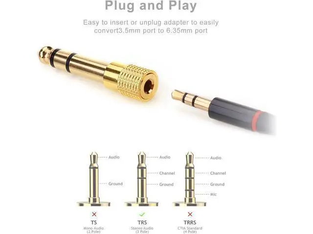 Alt view image 5 of 7 - 4PCS 1/4 to (1/8) 3.5mm Stereo Headphone Adapters for Audio Connector 3.5mm Female to 6.35mm Male Jack Plug Stereo Adapter for Headphone Adapte