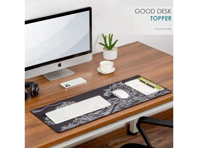 Alt view image 5 of 7 - Waterproof Mouse Pad Japanese Sea Wave Large Keyboard Pad with Anti-Slip Base Extended Kanagawa Mat Desk Pad for Gamer Office & Home Anime Black Gaming Mousepad 27.56x11.81