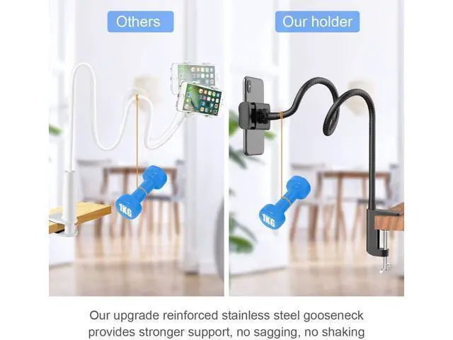 Alt view image 4 of 7 - Stainless Steel Gooseneck Cell Phone Holder, Universal 360° Flexible Mobile Phone Stand | Lazy Arm Holder Clamp Mount Bracket Bed Dock for 11 Pro Max Xs X XR 8 Plus S20 S10 Note 20 Note 10